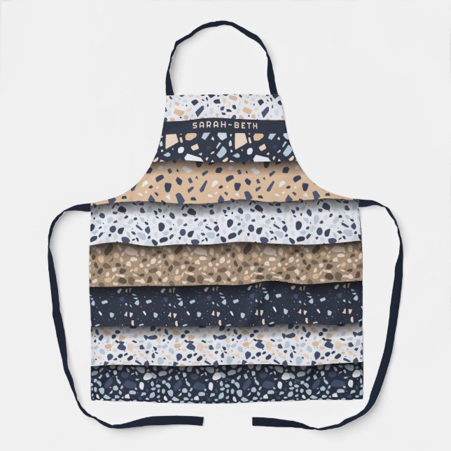Personalised Stylish Terrazzo Stone Pattern Apron (Front)