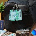 Personalised Stylish Tropical Luggage Tag<br><div class="desc">A turquoise,  green and white tropical palm tree frond design,  this luggage tag is personalised with your first name in a chic handwritten script on the front and your details on the back. The perfect personal gift or accessory for any occasion! MATCHING suitcase and more in our travel collection.</div>
