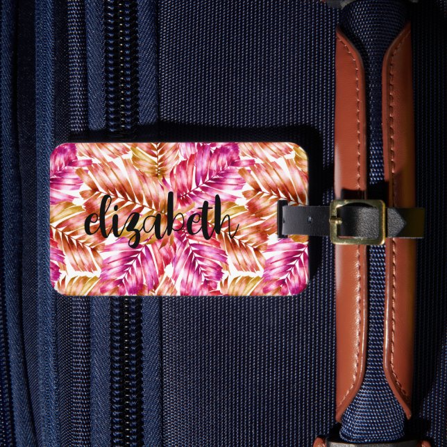 Personalised Stylish Tropical Palm Luggage Tag (Front Insitu 4)