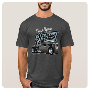 Personalised Suede Hot Rod Sedan Speed Shop Garage T-Shirt