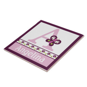 Personalised Sugar Plum Butterfly Letter Name Tile