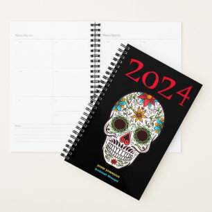 Personalised SUGAR SKULL Cool Men Daily Monthly 24 Planner