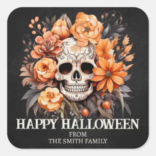 Personalised Sugar Skull Halloween Square Sticker