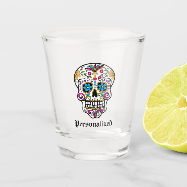 Personalised Sugar Skull Shot Glass (Front)