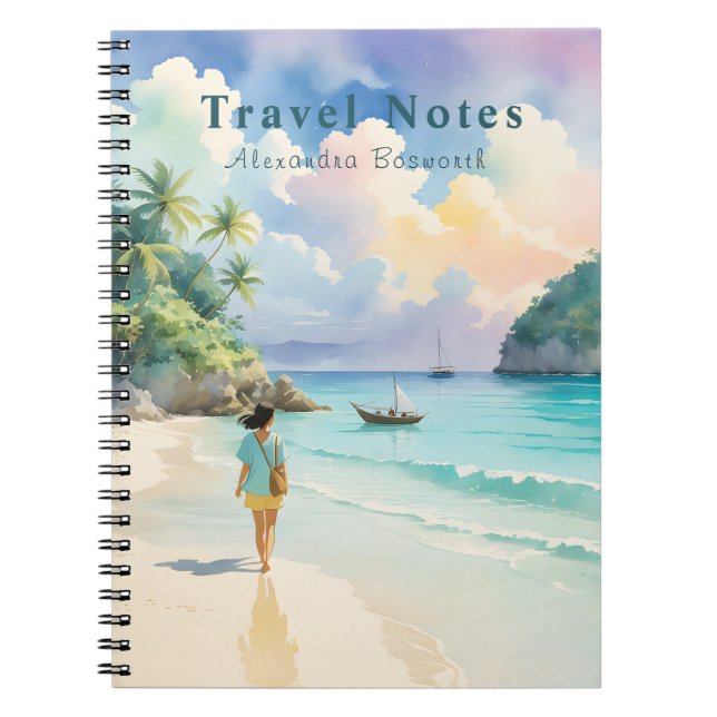 Personalised Summer at the Beach Travel Notebook - (Front)