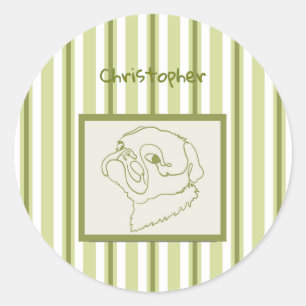 Personalised Summer Bath Pug Line Art Classic Round Sticker
