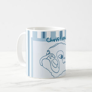 Personalised Summer Bath Pug Line Art Coffee Mug
