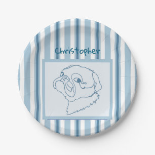 Personalised Summer Bath Pug Line Art Paper Plate