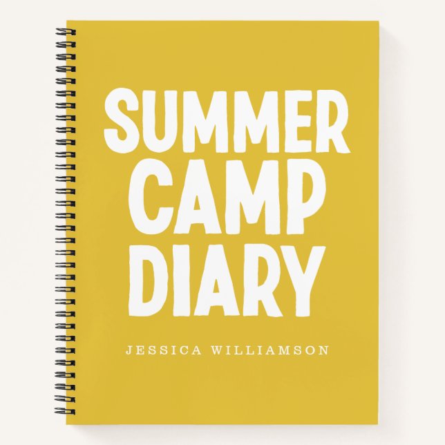 Personalised Summer Camp Diary in Yellow Notebook (Front)