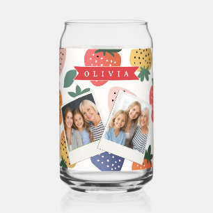 Personalised Summer Colourful Strawberry Pattern Can Glass
