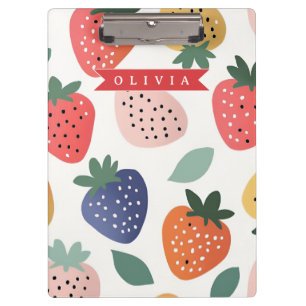 Personalised Summer Colourful Strawberry Pattern Clipboard