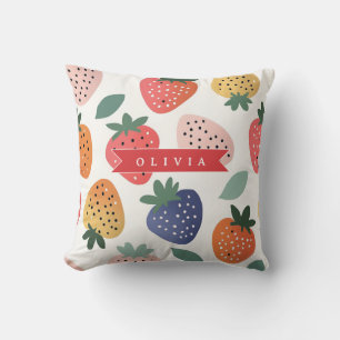 Personalised Summer Colourful Strawberry Pattern Cushion