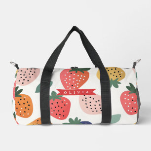 Personalised Summer Colourful Strawberry Pattern Duffle Bag