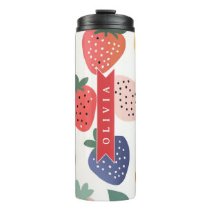 Personalised Summer Colourful Strawberry Pattern Thermal Tumbler