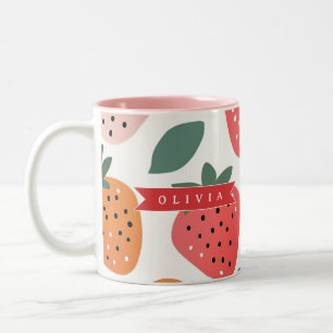 Personalised Summer Colourful Strawberry Pattern Two-Tone Coffee Mug