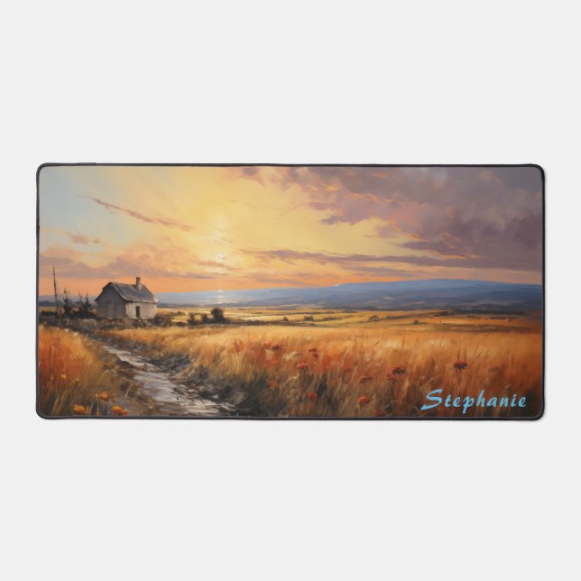 Personalised Summer Field Landscape Desk Mat  (Front)