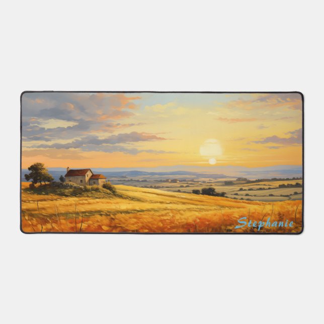 Personalised Summer Field Landscape Desk Mat  (Front)