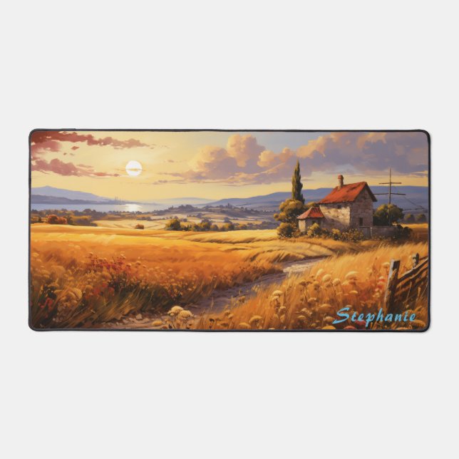 Personalised Summer Field Landscape Desk Mat  (Front)