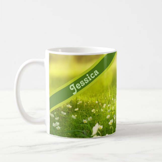 Personalised Summer Flower Field Coffee Mug (Left)