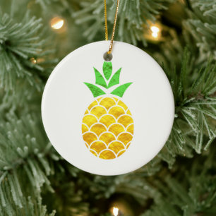 Personalised Summer Foil Gold Geometric Pineapple. Ceramic Tree Decoration