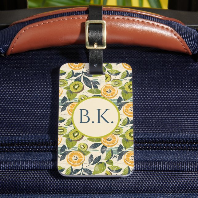 Personalised Summer Lemon Kiwi Luggage Tag  (Front Insitu 2)