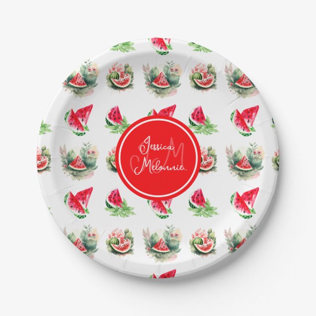 Personalised Summer Party | Watermelon Paper Plate (Front)