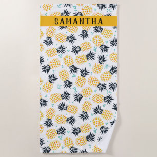 Personalised Summer Pineapple Pattern Beach Towel