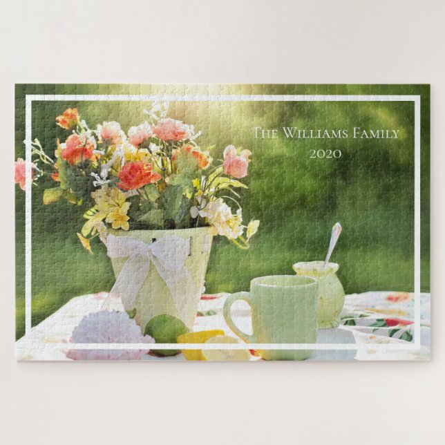 Personalised Summer Tea Party Jigsaw Puzzle (Horizontal)