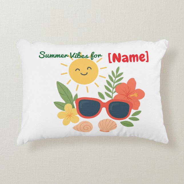 Personalised Summer Vibes for Name Accent Pillow (Front)