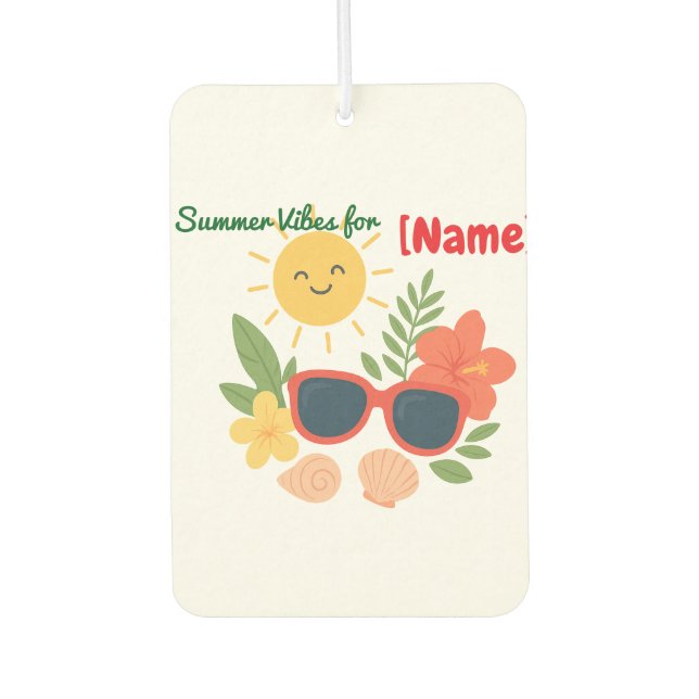 Personalised Summer Vibes for Name Air Freshener (Front)