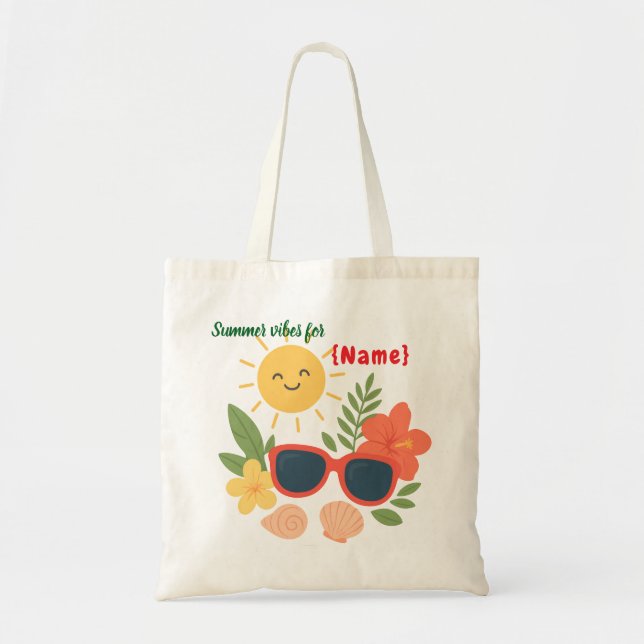Personalised Summer Vibes Tote Bag | Cute Sun,  (Front)