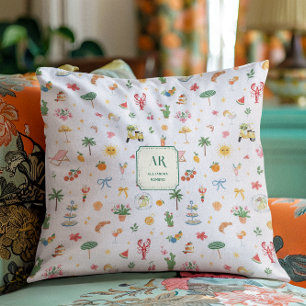 Personalised Summer Watercolor Monogram Cushion