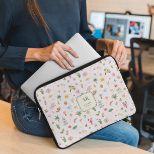 Personalised Summer Watercolor Monogram Laptop Sleeve