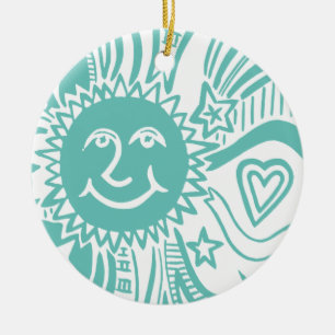 Personalised Sun Pattern Ceramic Tree Decoration