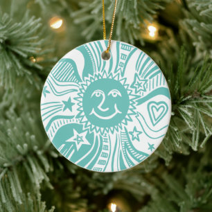 Personalised Sun Pattern Ceramic Tree Decoration