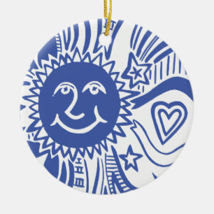 Personalised Sun Pattern Ceramic Tree Decoration
