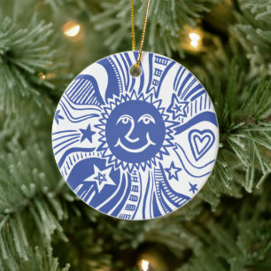 Personalised Sun Pattern Ceramic Tree Decoration