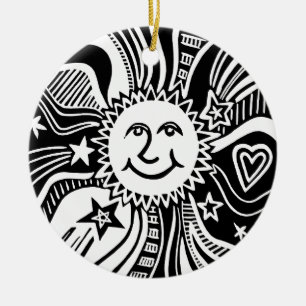 Personalised Sun Pattern Ceramic Tree Decoration