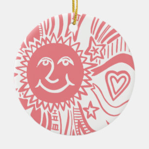 Personalised Sun Pattern Ceramic Tree Decoration