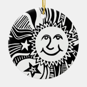 Personalised Sun Pattern Ceramic Tree Decoration