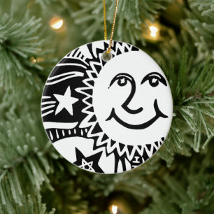 Personalised Sun Pattern Ceramic Tree Decoration