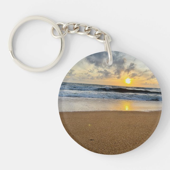Personalised Sun Rice beach tropical sand ocean Key Ring (Front)