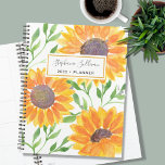 Personalised Sunflower 2023  Planner<br><div class="desc">This unique Planner is decorated with yellow watercolor sunflowers and green leaves are on a white background. 
Easily customisable with your name and year.
Because we create our artwork you won't find this exact image from other designers.
Original Watercolor © Michele Davies.</div>
