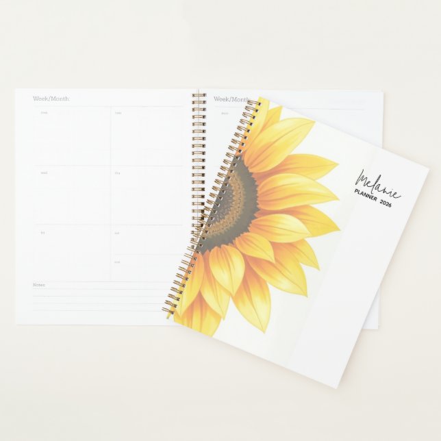 Personalised Sunflower 2026 Weekly Planner (Display)