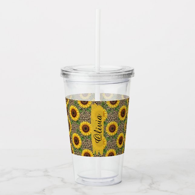 Personalised Sunflower Acrylic Tumbler (Front)