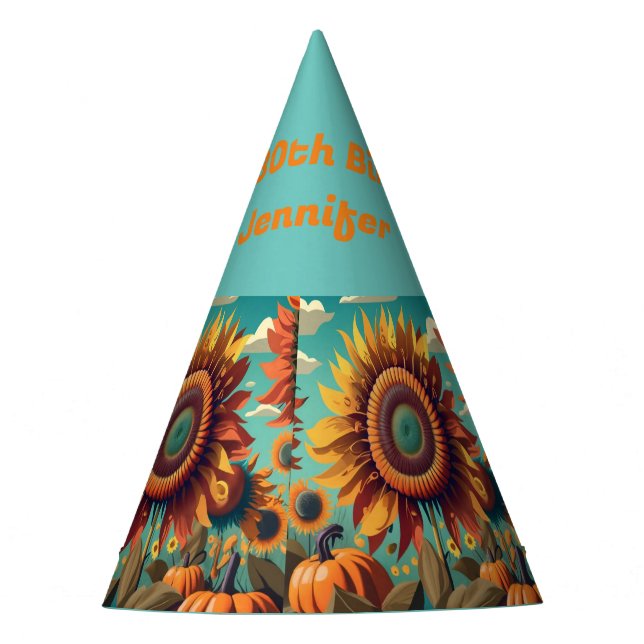 Personalised Sunflower Birthday Hat, Birthday Hat (Front)
