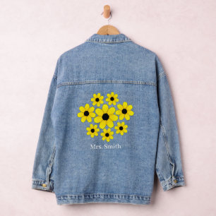 Personalised Sunflower Bride Wedding Denim Jacket