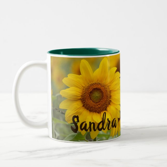 Personalised Sunflower Coffee Cup Mug (Left)