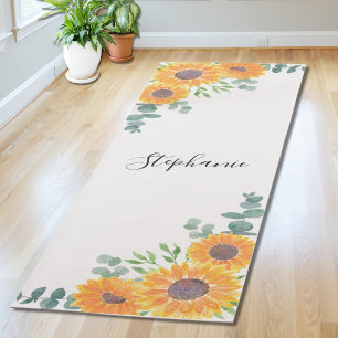 Personalised Sunflower Eucalyptus Greenery Yoga Mat