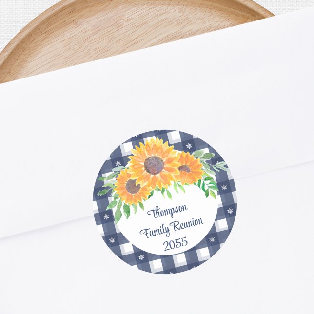 Personalised Sunflower Family Reunion Classic Round Sticker (Creator Uploaded)